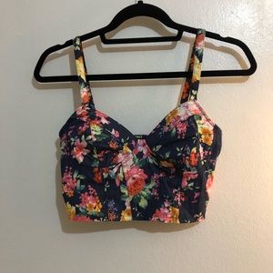 F21 Floral Bustier Crop Top